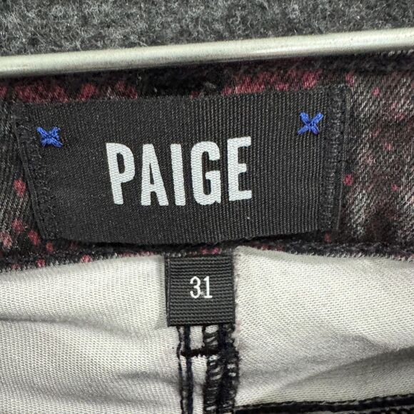 Paige Jeans Women's 31 Red Black Snakeskin Print Hoxton Ultra Skinny Pants USA - Picture 3 of 9